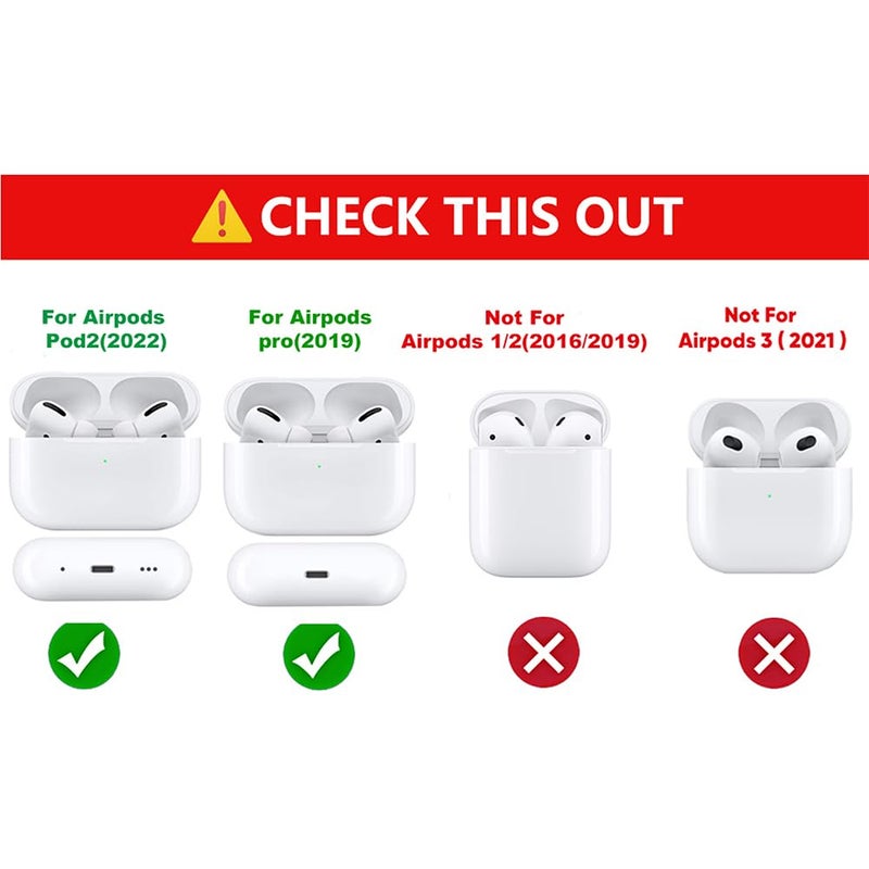 Suublg Silicone Case for AirPods Pro 2nd/1st Generation Earbuds(2023/2022/2019) with Keychain, Suublg Cartoon Skin Design Cute Charging Case Protective Shockproof Covers for AirPods Pro/Pro 2 - Image 2